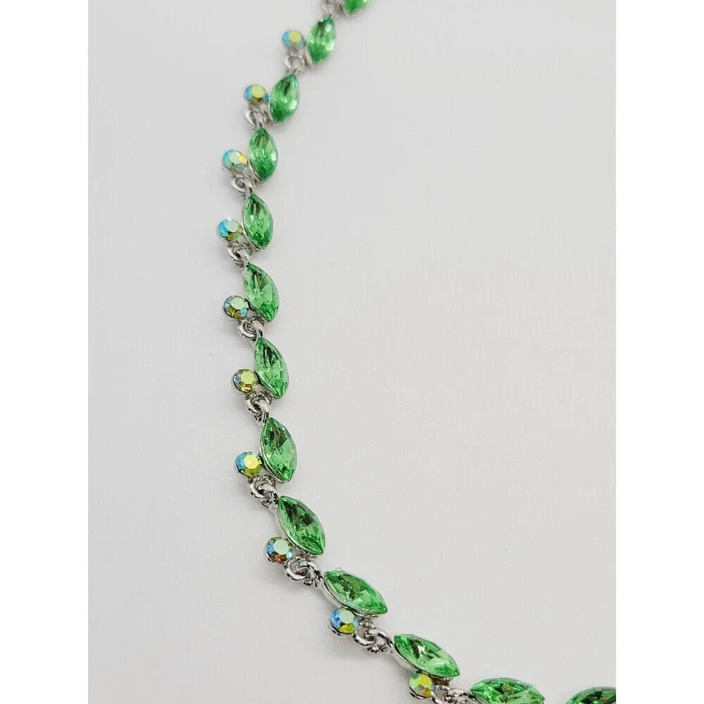 Rhodium plating silver necklace green - Picture 2 of 4
